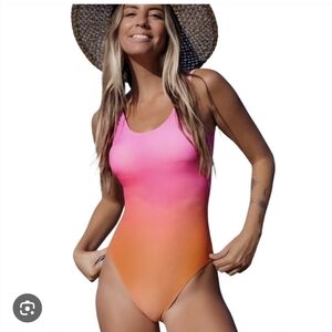 Cupshe Pink and Orange Ombre One-Piece Swimsuit
